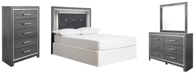 Lodanna Full Upholstered Panel Headboard with Mirrored Dresser