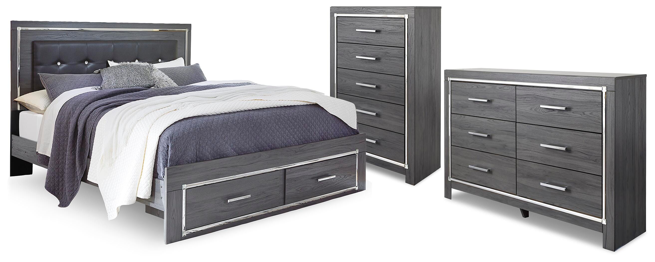 Cama tamaño "king" Lodanna, cómoda y arcón - image 1