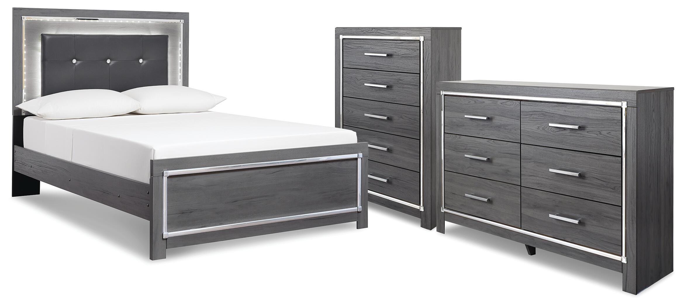 Cama Lodanna con cabecero y piecero, cómoda y sinfonier - image 1