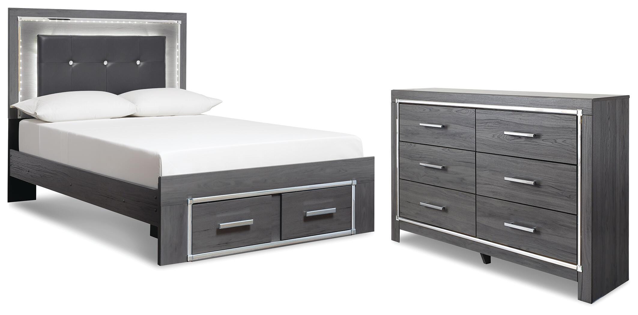 Cama y cómoda Lodanna de panel completo con almacenaje - image 1