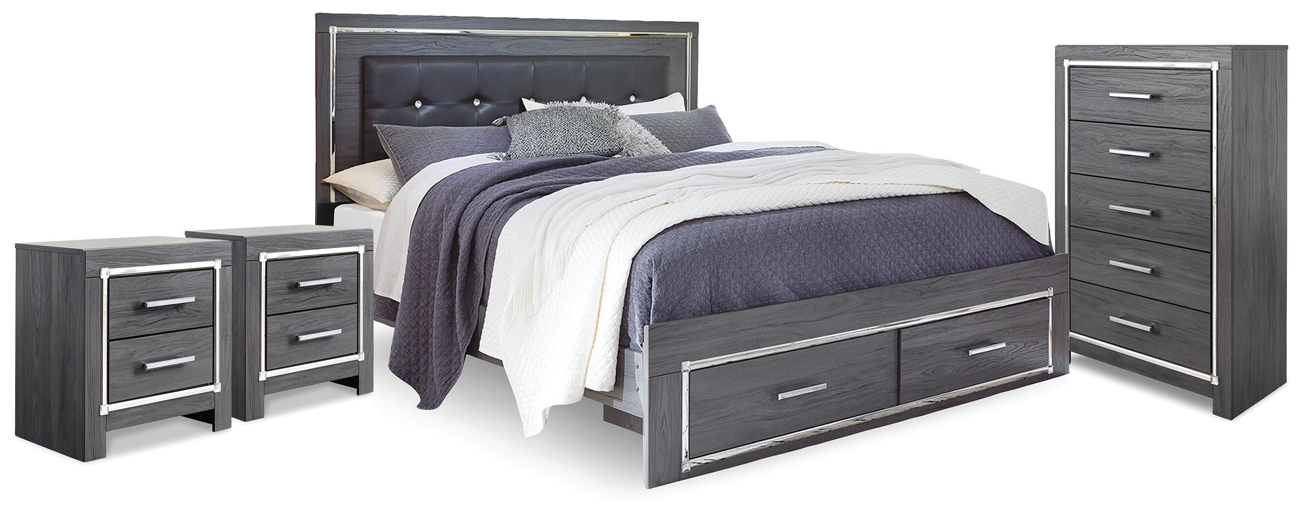 Lodanna King Storage Bed, Chest and 2 Nightstands - image 1
