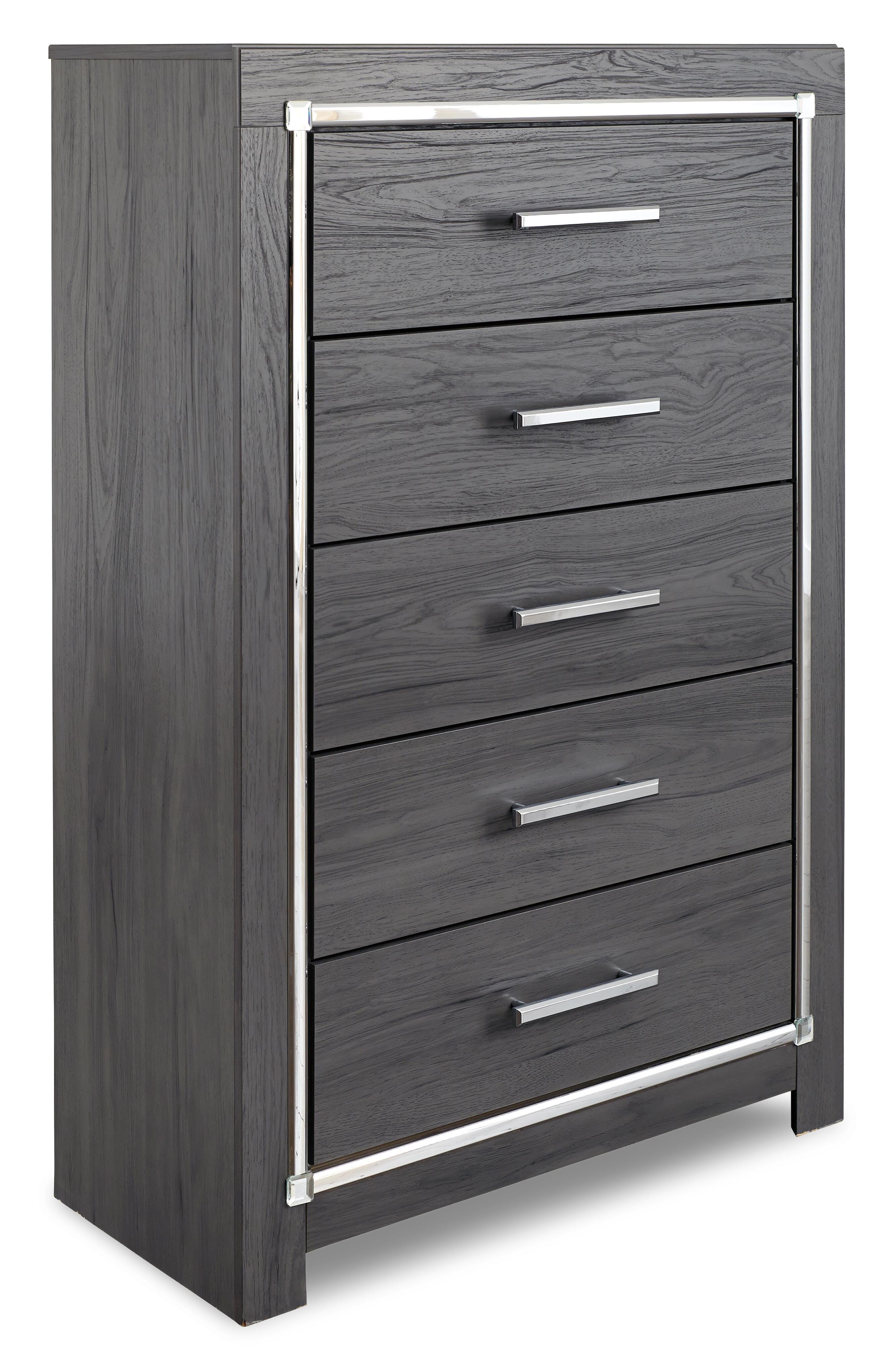Lodanna Queen Panel Bed with Mirrored Dresser and Chest, Gray, large