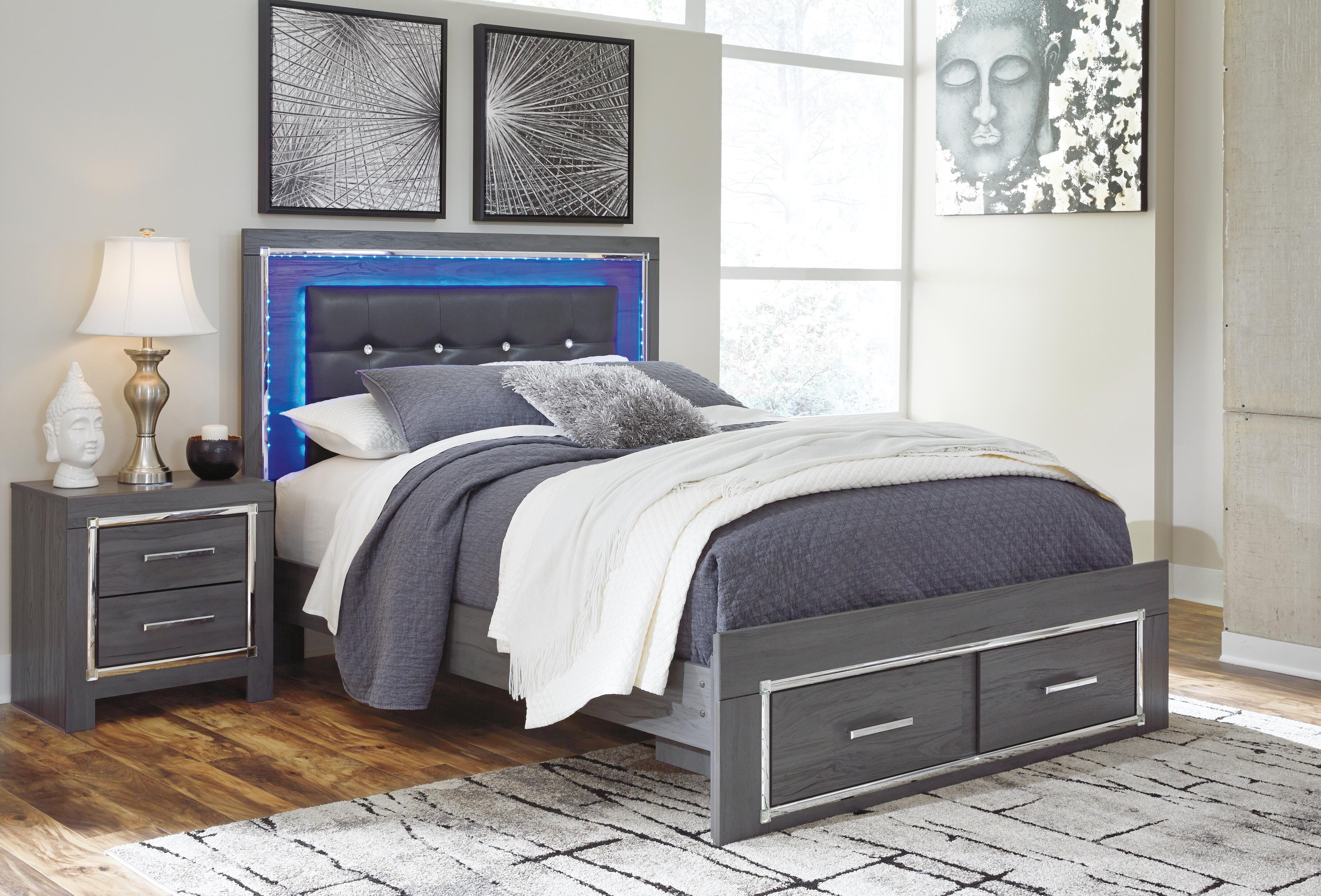 Lodanna Queen Panel Bed with 2 Storage Drawers, Gray, large