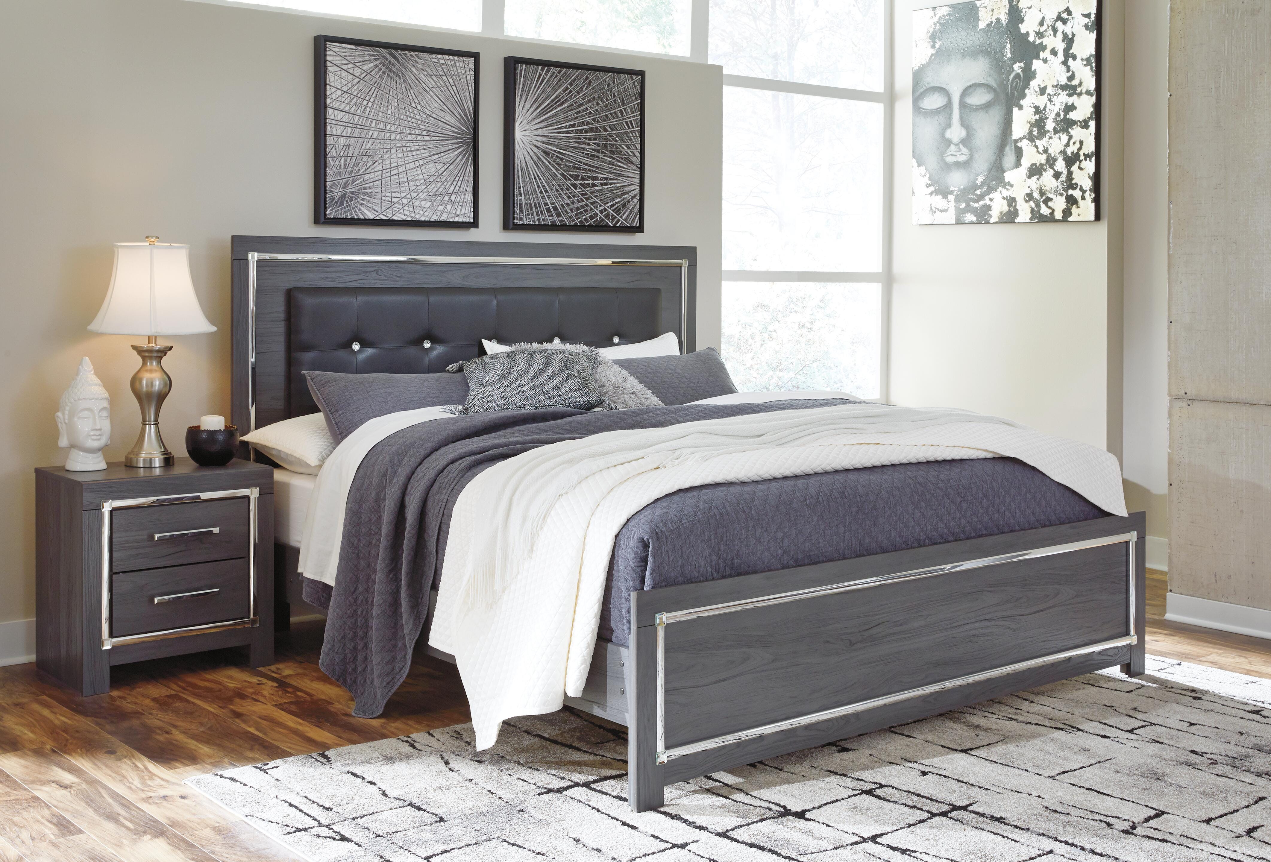 Cama tapizada tamaño king, cómoda y mesita de noche Lodanna - image 9