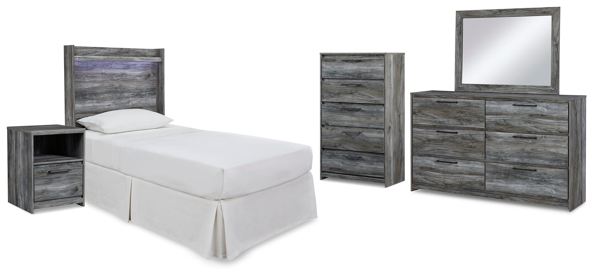 Cama, tocador, espejo y mesita de noche Baystorm con cabecero de doble panel - image 1
