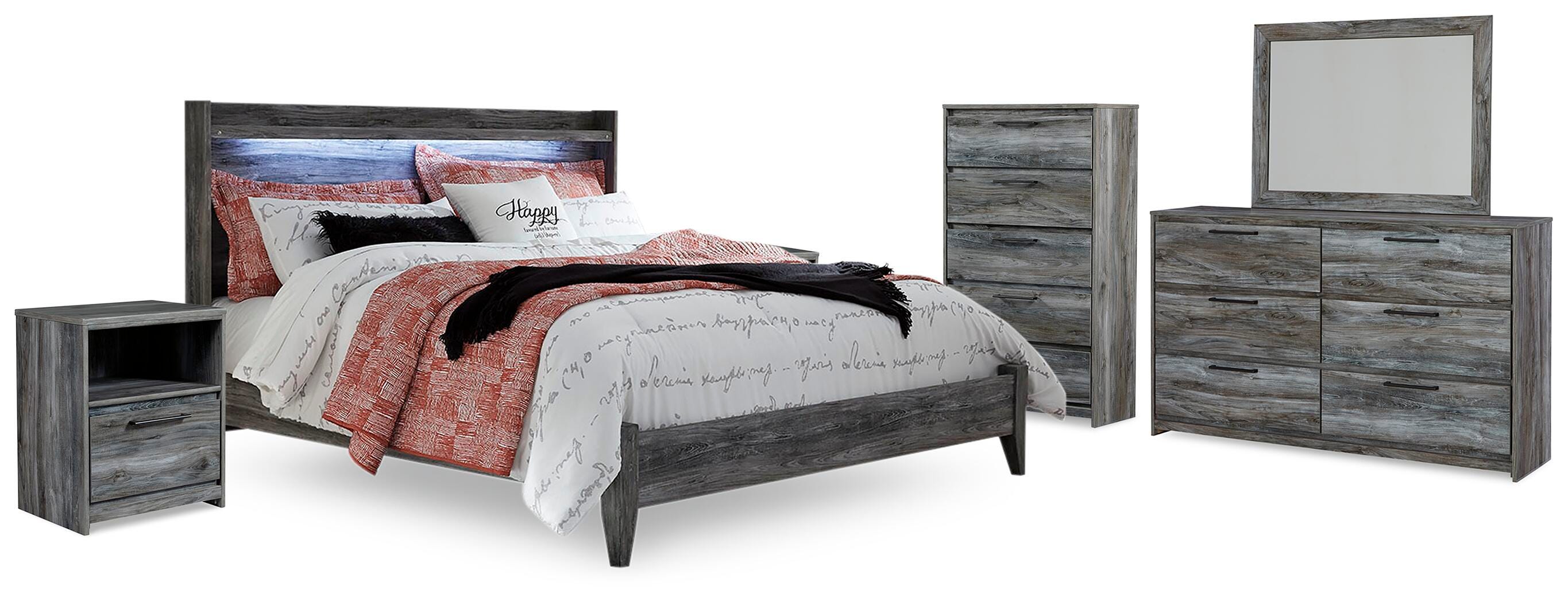 Cama de paneles King Baystorm, cómoda, espejo, arcón y 2 mesitas de noche - image 2