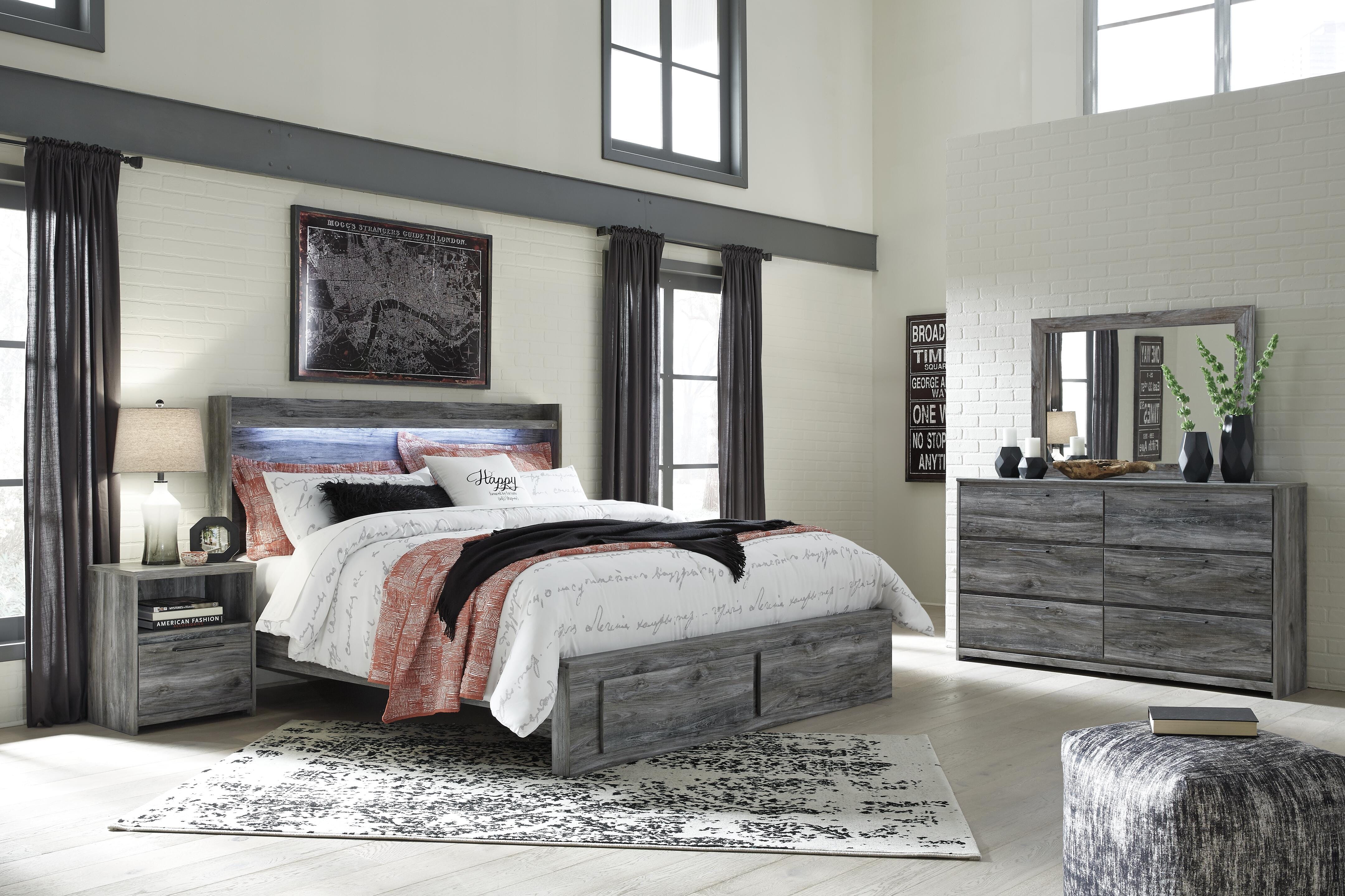 Cama Baystorm King con almacenaje, tocador con espejo y mesita de noche - image 1