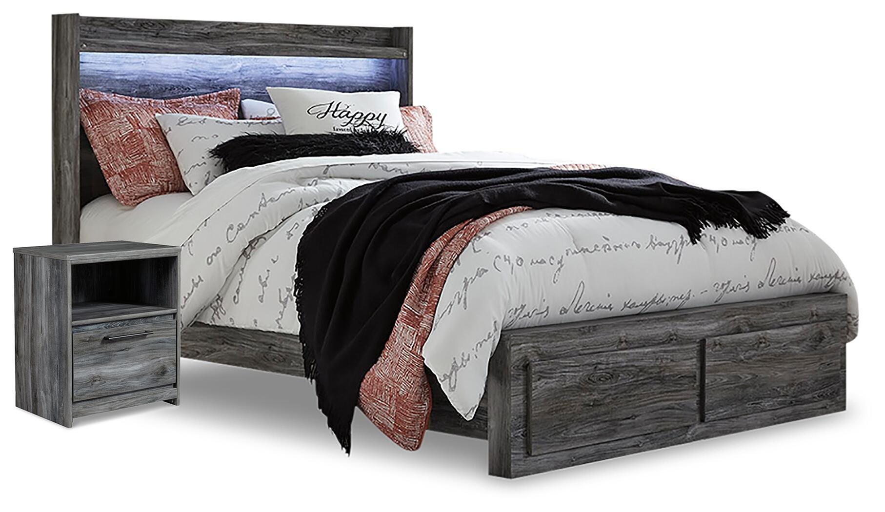 Cama Baystorm Queen con panel de almacenaje y mesita de noche - image 1