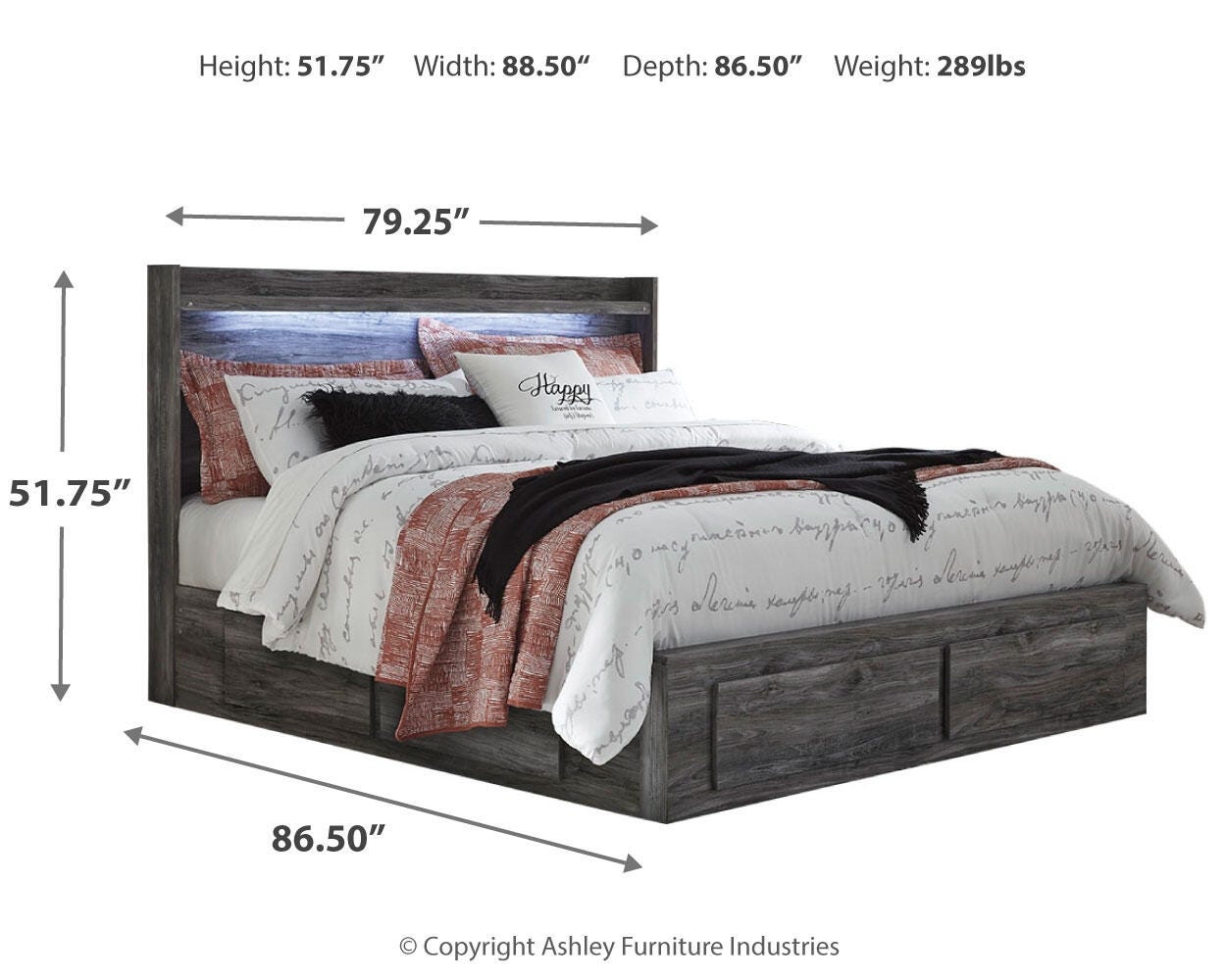 Cama Baystorm King con almacenaje, tocador con espejo y mesita de noche - image 9