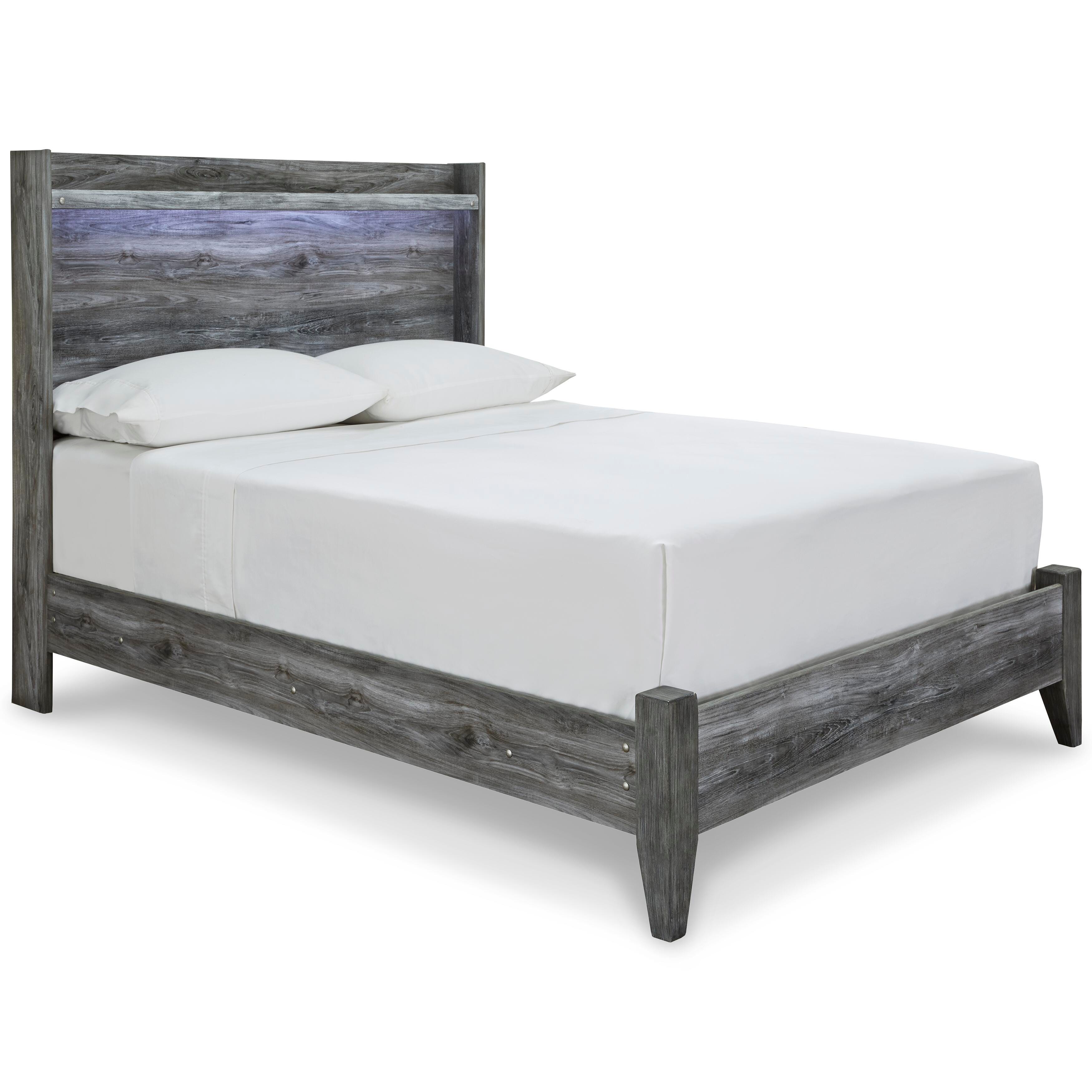 Baystorm Full Panel Bed with Mirrored Dresser, Gray, large