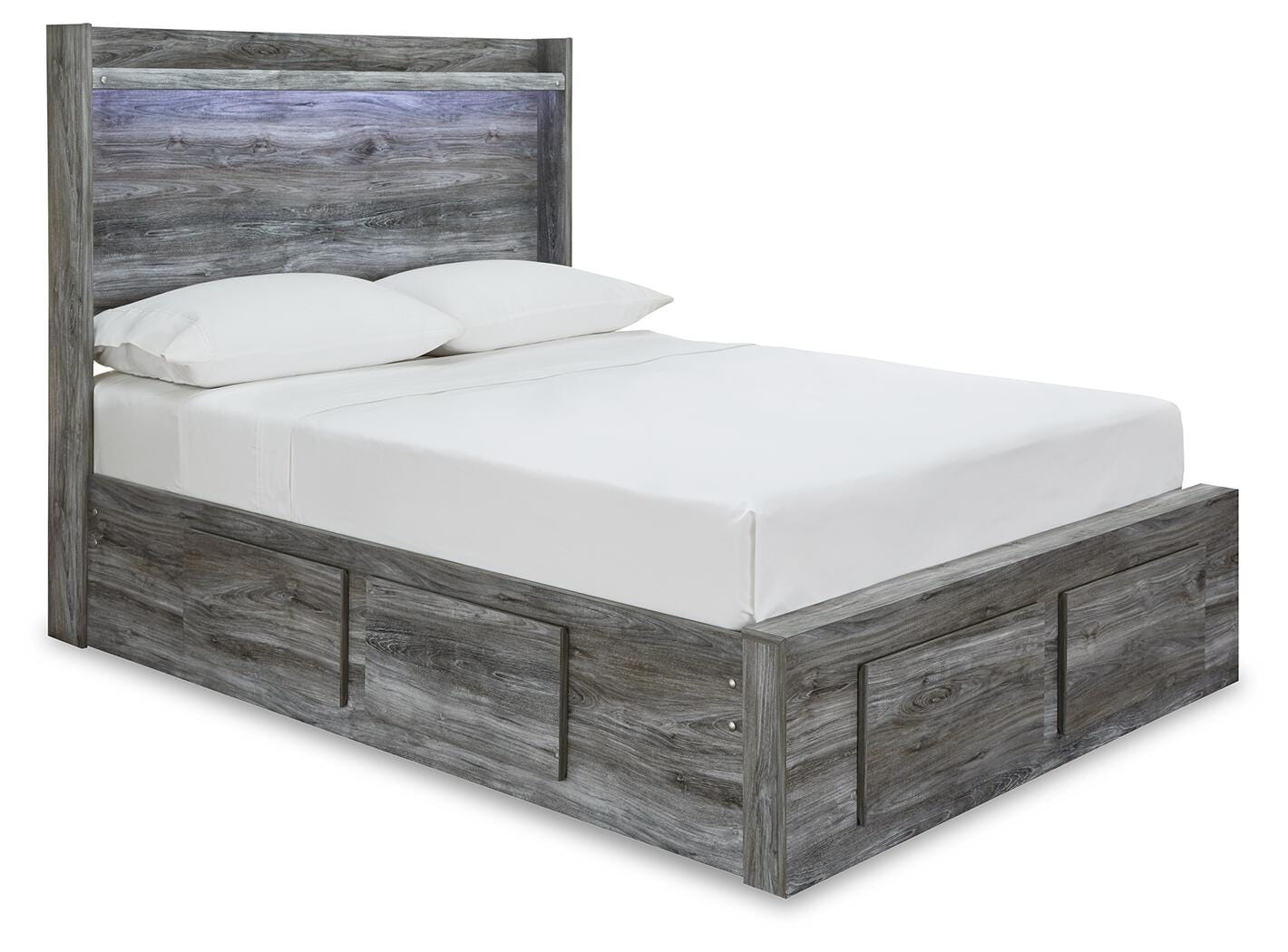 Baystorm Full Panel Bed with 4 Storage Drawers, Gray, large