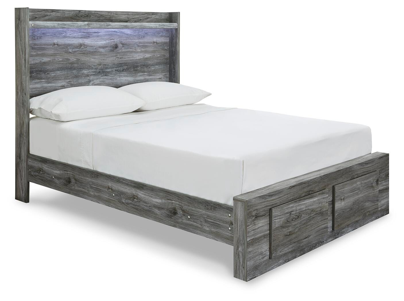 Baystorm Full Panel Bed with 2 Storage Drawers, Gray, large