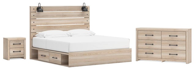Senbry King Panel Bed with Dresser and Nightstand