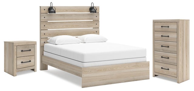 Senbry Queen Panel Bed with Chest and Nightstand