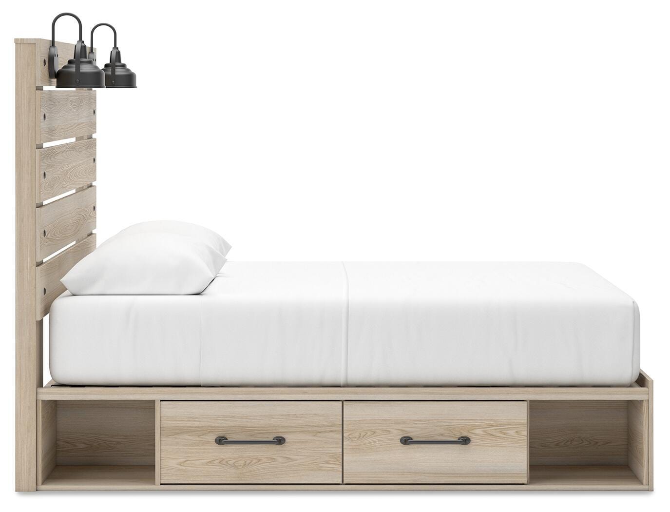 Cama matrimonial Senbry con paneles y almacenamiento - image 10