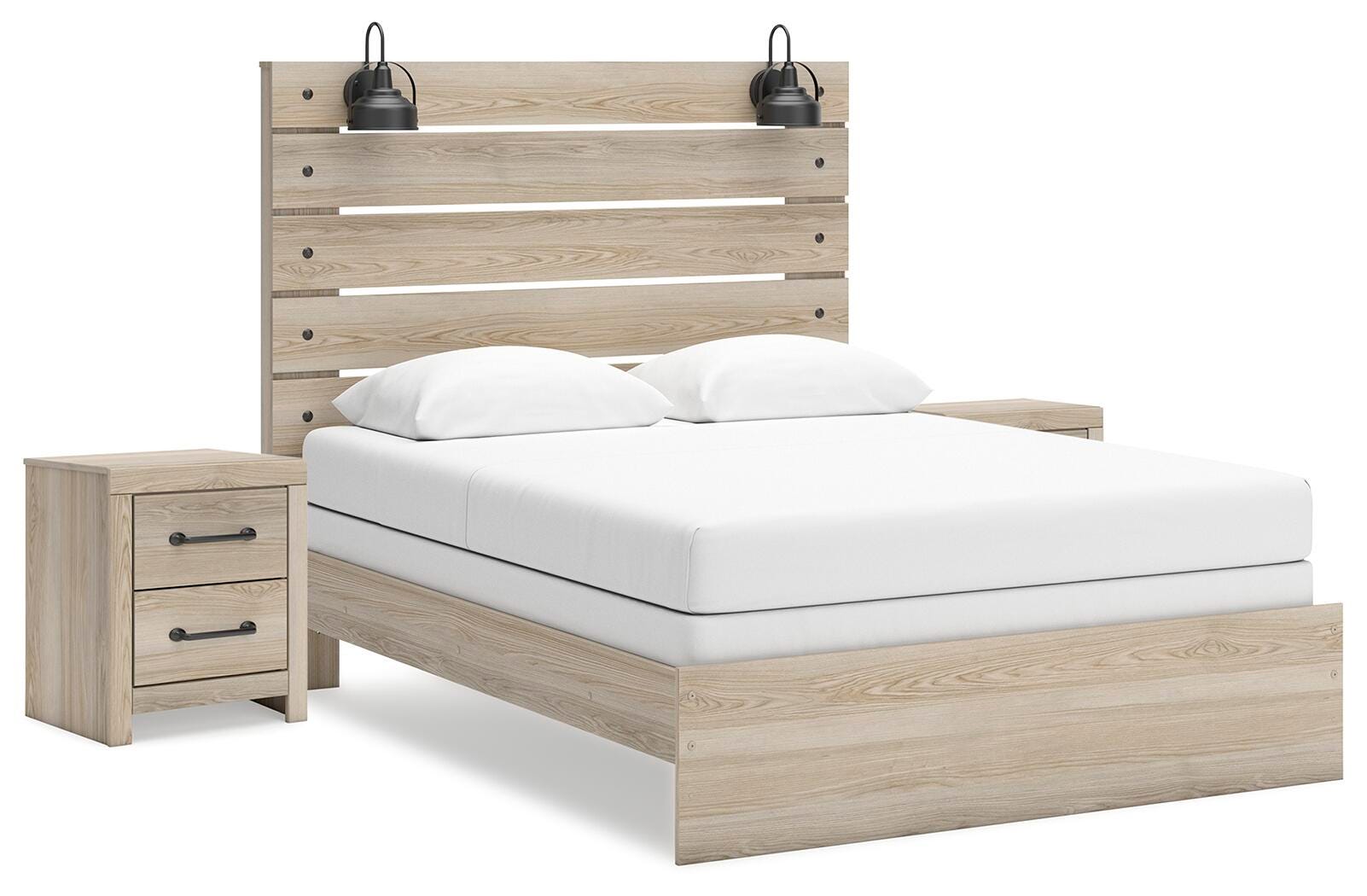 Senbry Queen Panel Bed with 2 Nightstands