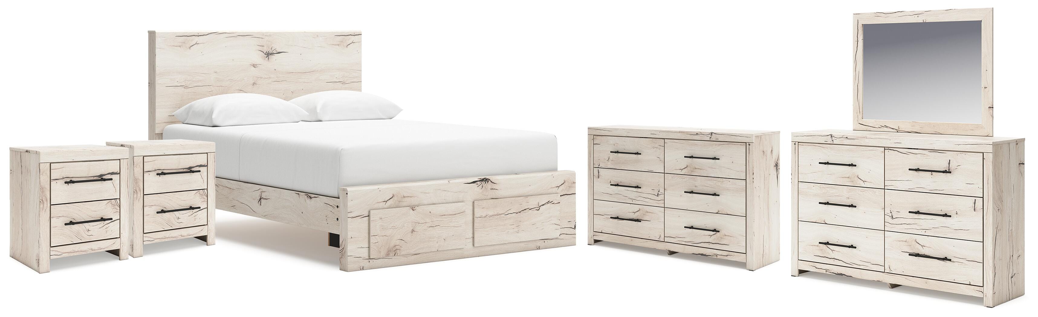 Cama de matrimonio Lawroy, 2 cómodas, espejo y 2 mesitas de noche - image 1