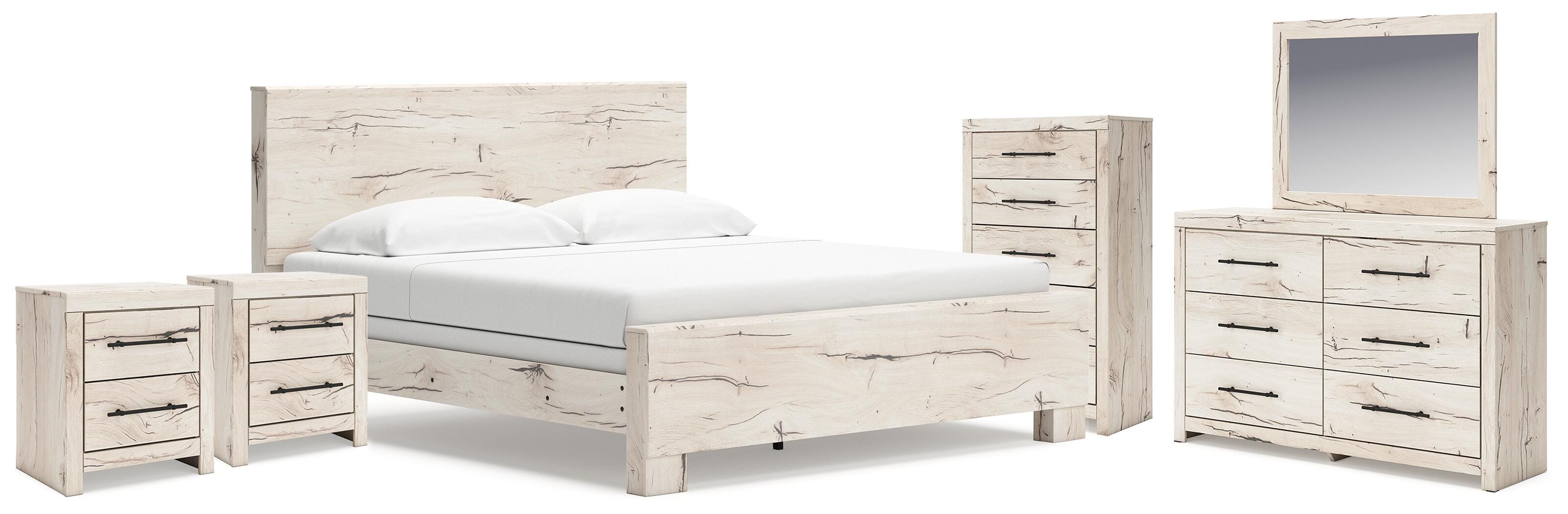 Cama Lawroy King, Cómoda, Espejo, Chifonier y Mesita de Noche - image 1