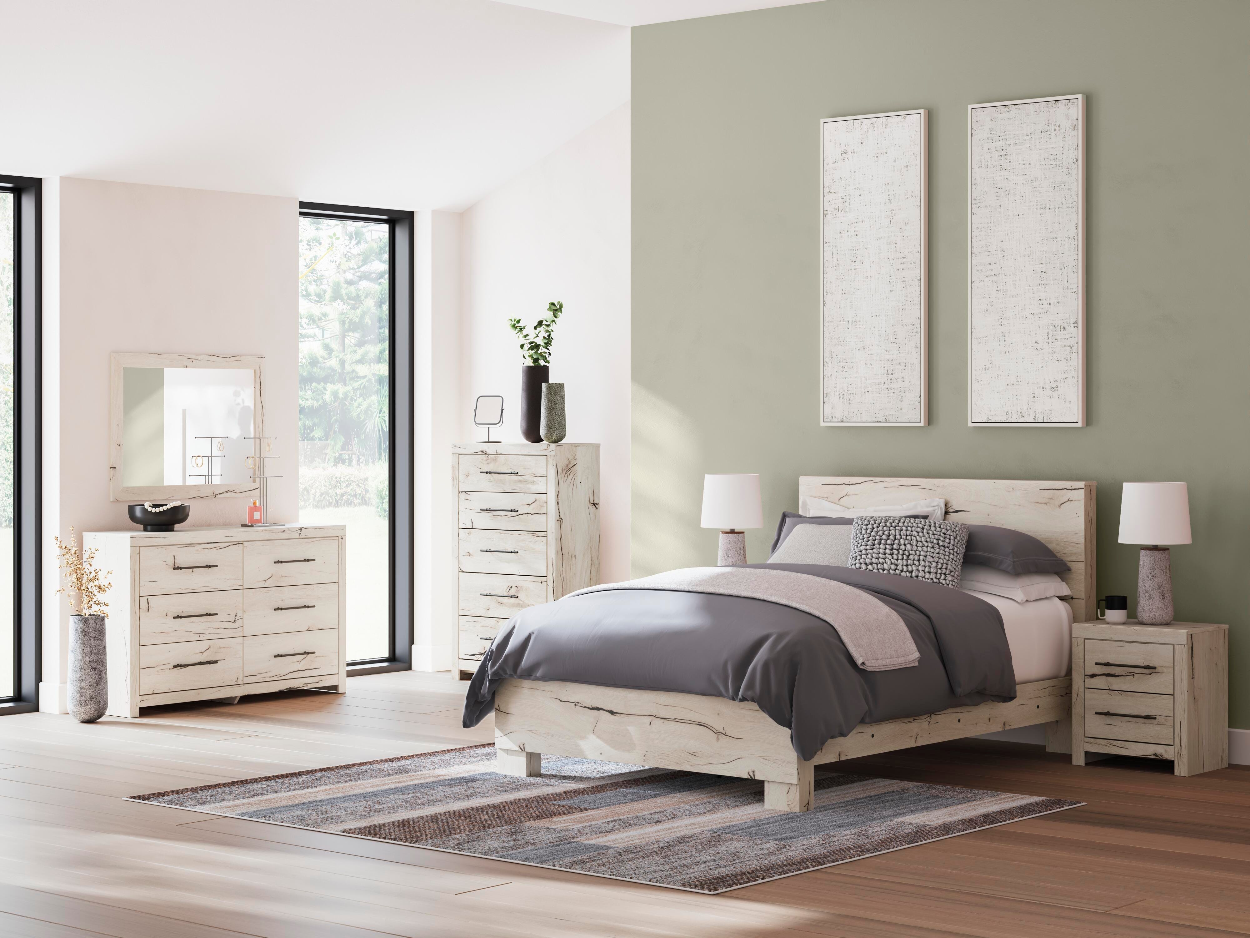 Cama con panel Lawroy Queen, cómoda y espejo - image 12