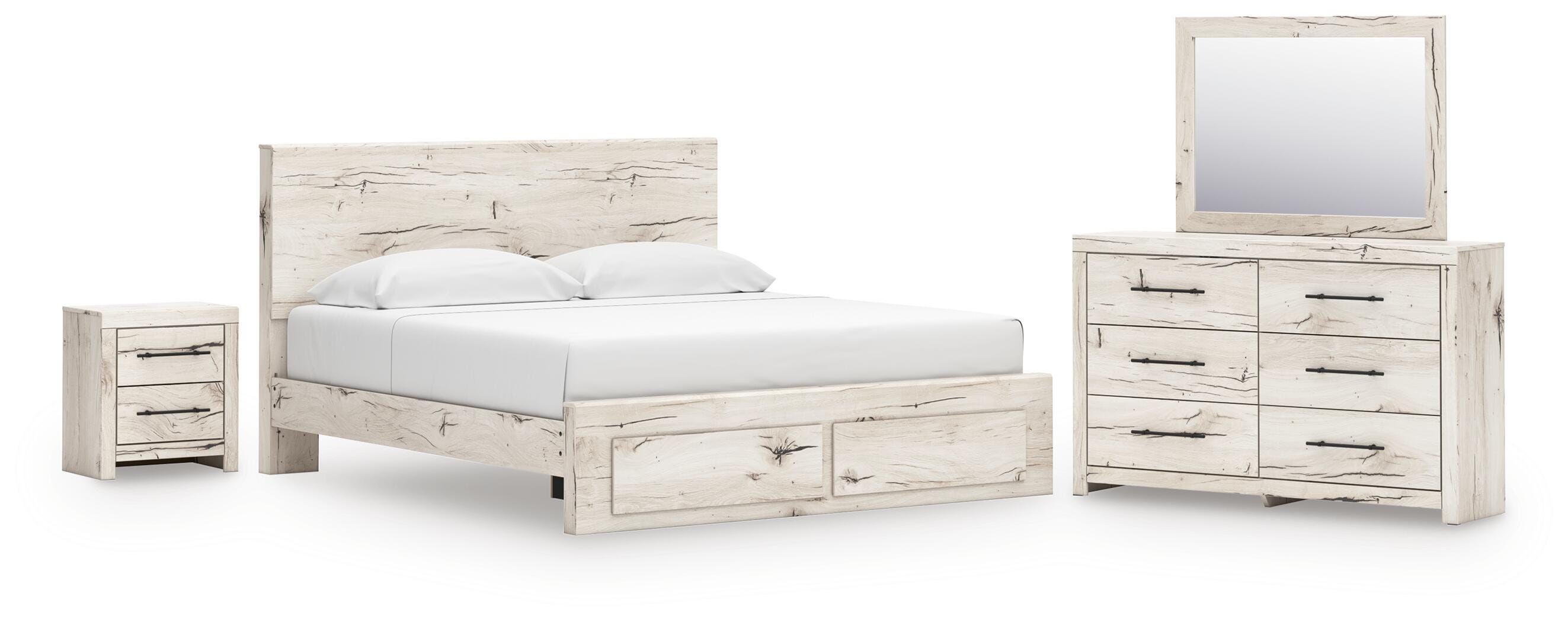 Lawroy King Panel Storage Bed, Dresser, Mirror and Nightstand - image 1
