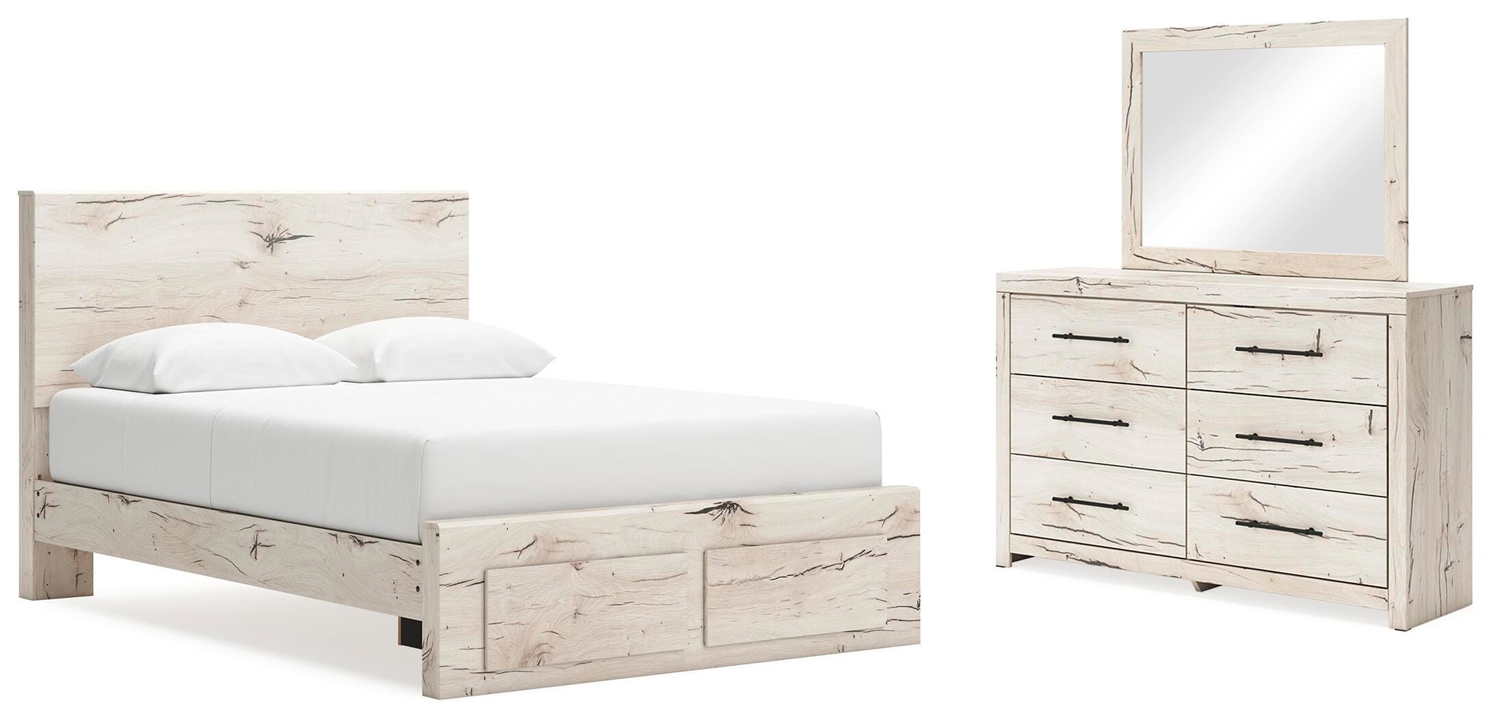 Cama de almacenamiento Lawroy Queen Panel, cómoda y espejo - image 1