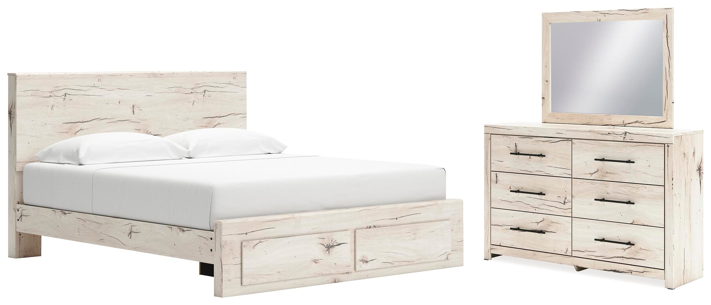 Cama con almacenamiento, cómoda y espejo Lawroy King Panel - image 1