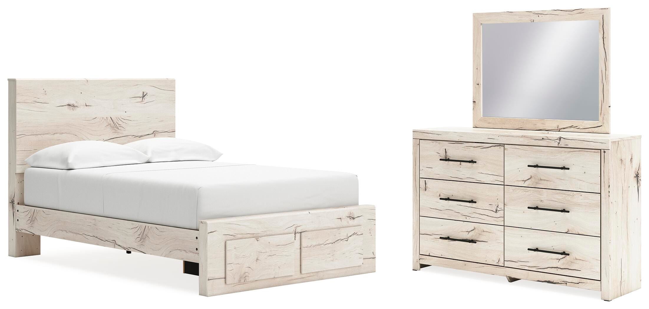Cama con almacenaje, cómoda y espejo Lawroy Full Panel - image 1