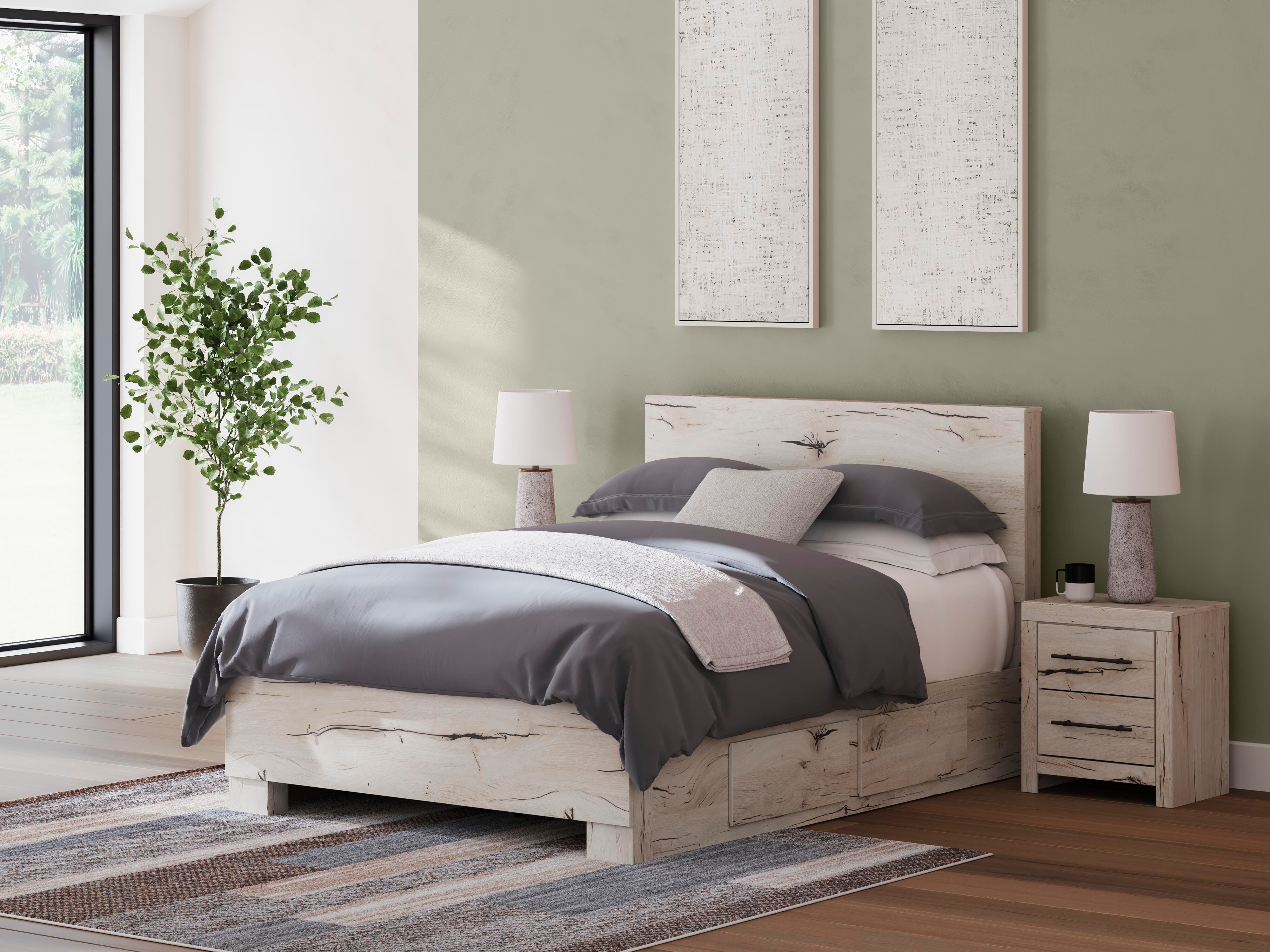 Cama de panel Queen Lawroy con almacenamiento - image 1