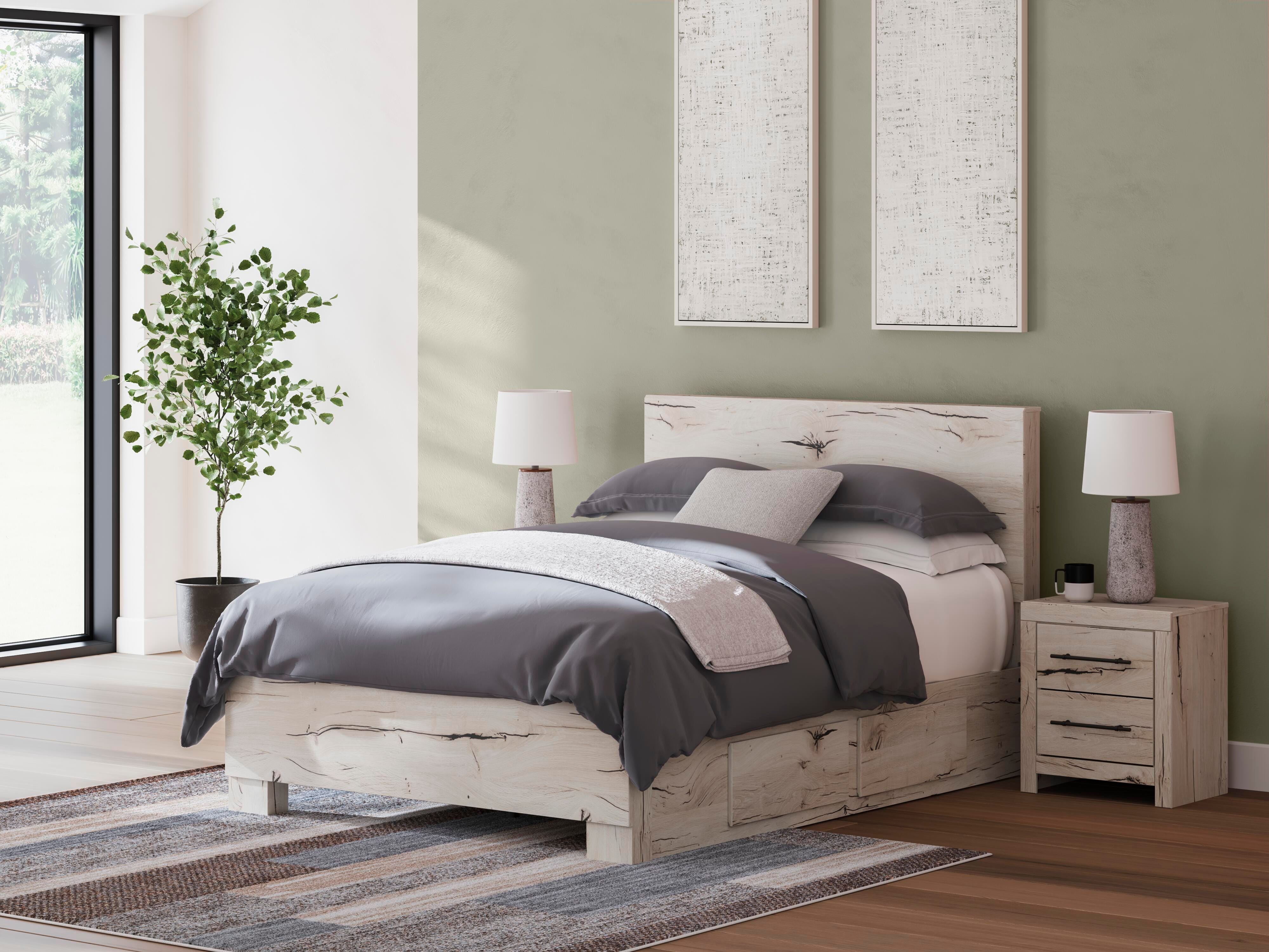 Cama de panel Queen Lawroy con almacenamiento - image 1