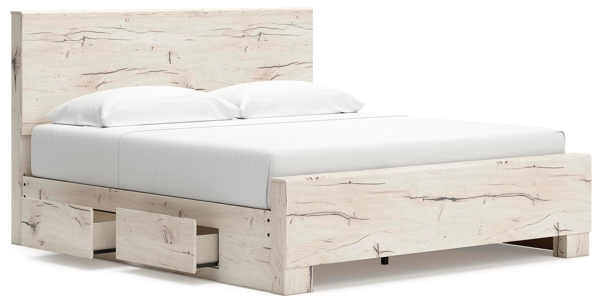 Cama con paneles Lawroy King con almacenamiento, tocador y espejo - image 9