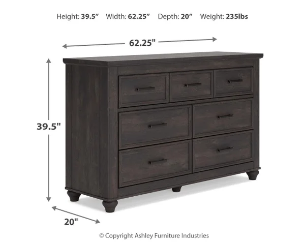 ashley black dresser Maribel and Mirror Six smooth Ashley Black Dresser - AptDeco