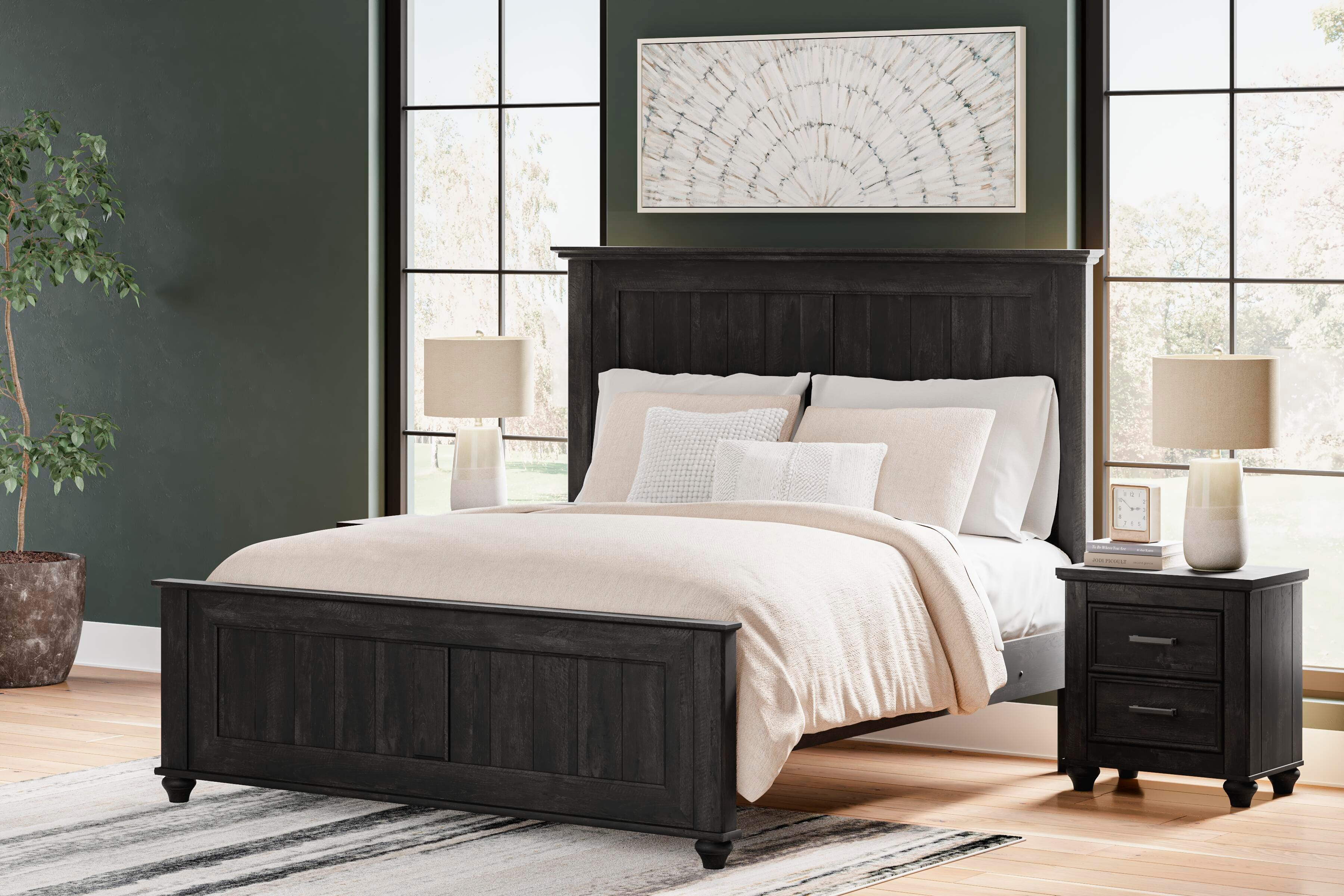 Gardanza King Panel Bed, Black, large