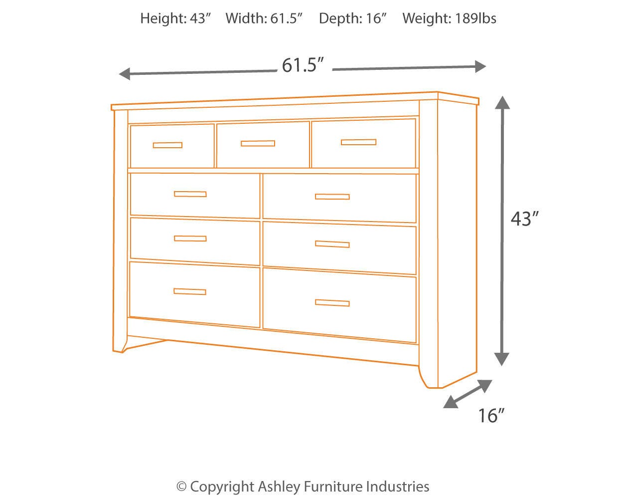 Zelen 7 Drawer Dresser | Ashley