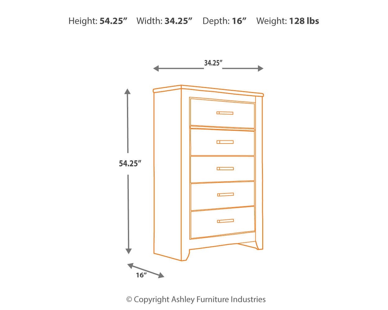 ashley furniture signature design zelen dresser Zelen 5 Drawer Chest of Drawers