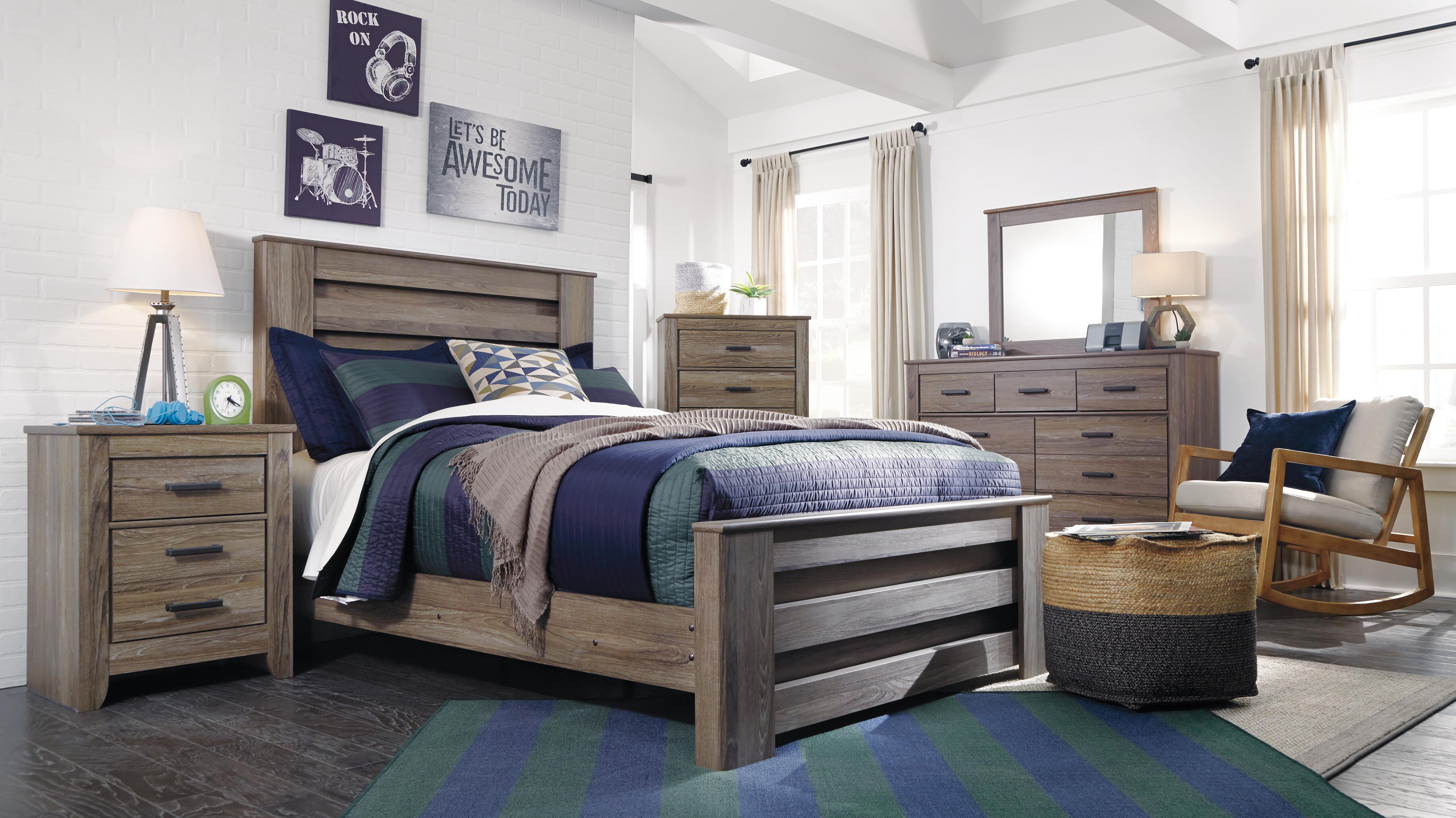 Zelen Full Panel Bed, Warm Gray, large