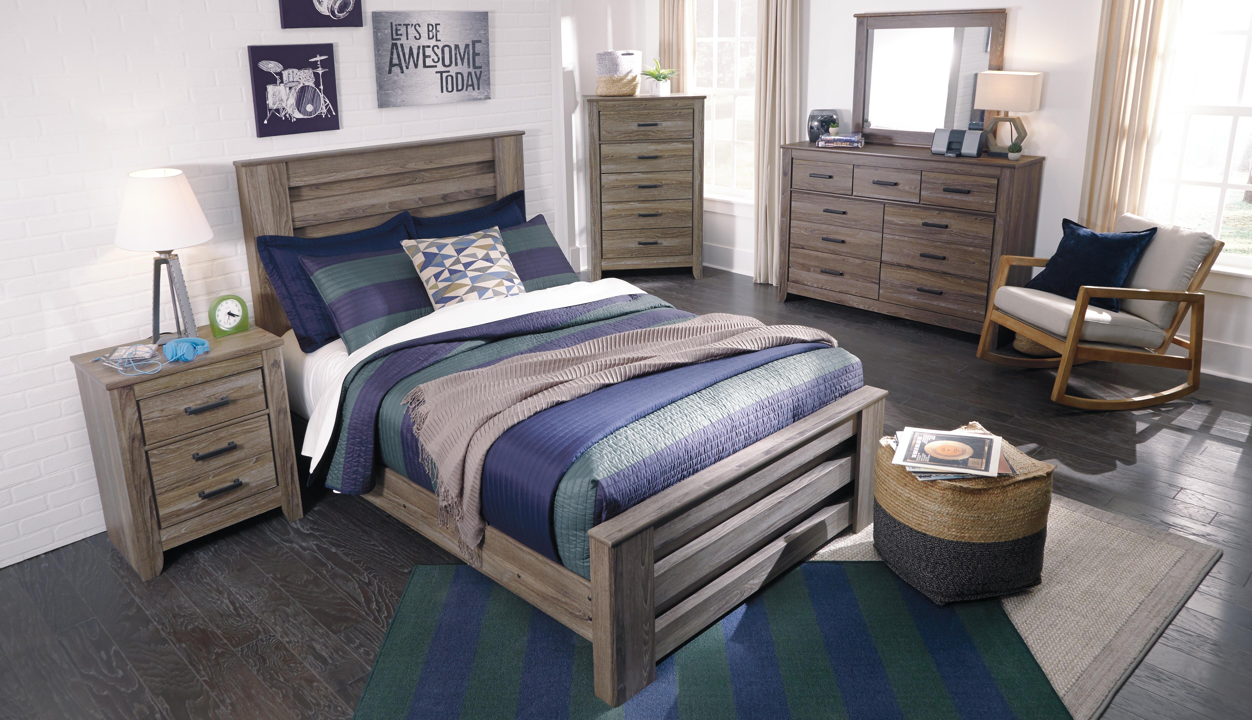 Zelen Full Panel Bed, Warm Gray, large
