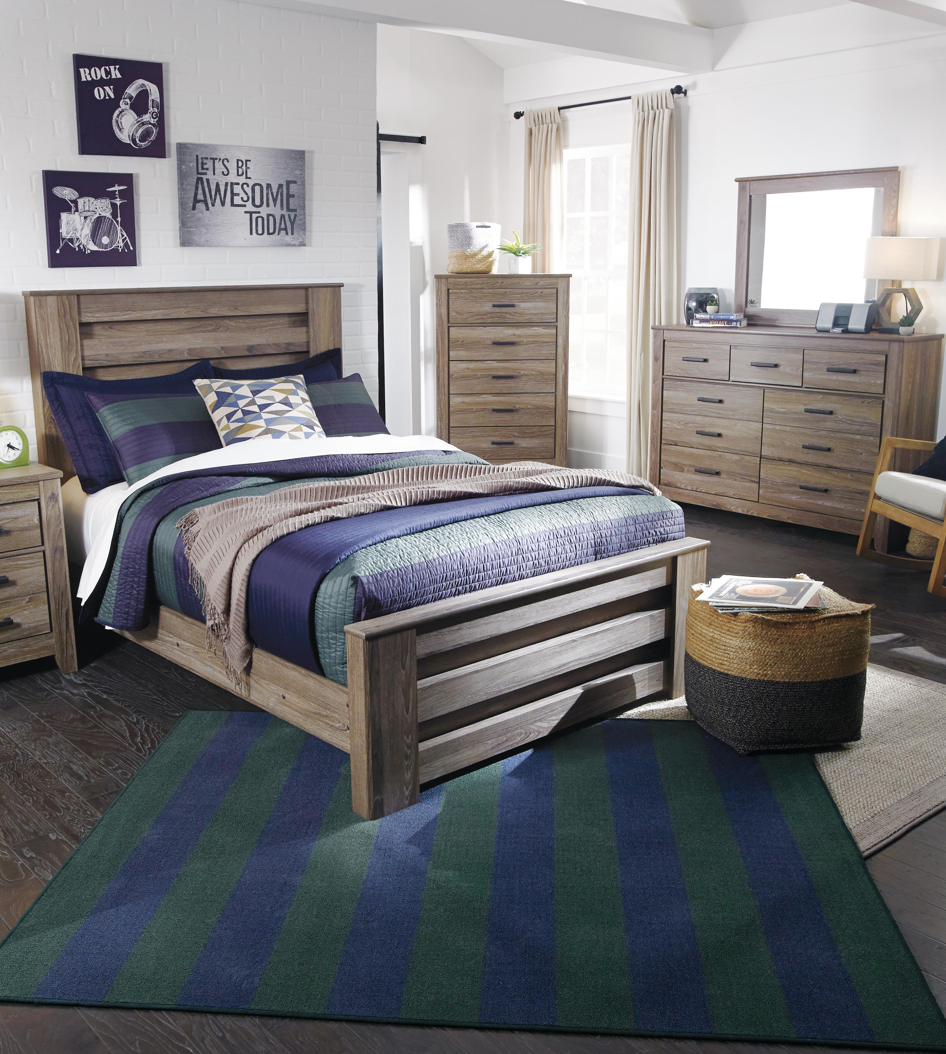 Zelen Full Panel Bed, Warm Gray, large