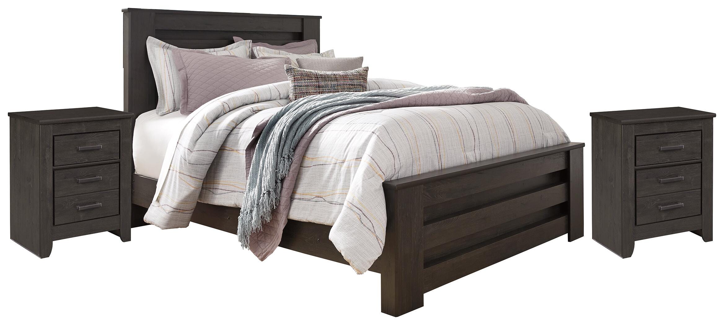 Brinxton Queen Panel Bed with 2 Nightstands, , large