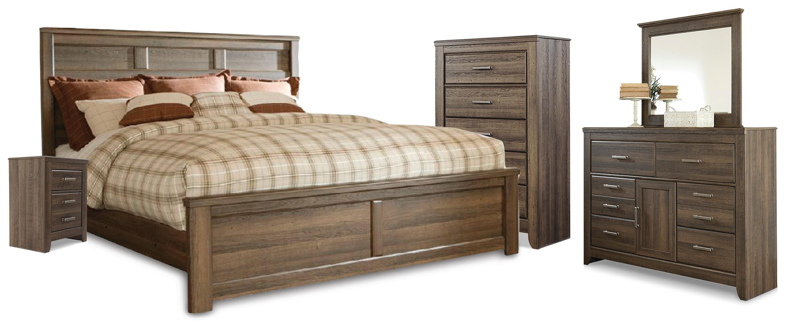 Juararo California King Panel Bed, Dresser, Mirror, Chest and Nightstand - image 1