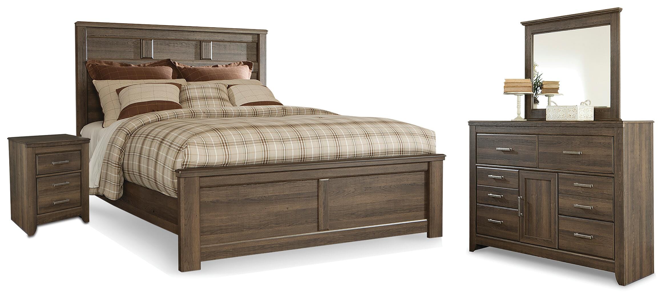 Cama con panel Queen, cómoda, espejo y mesita de noche Juararo - image 1