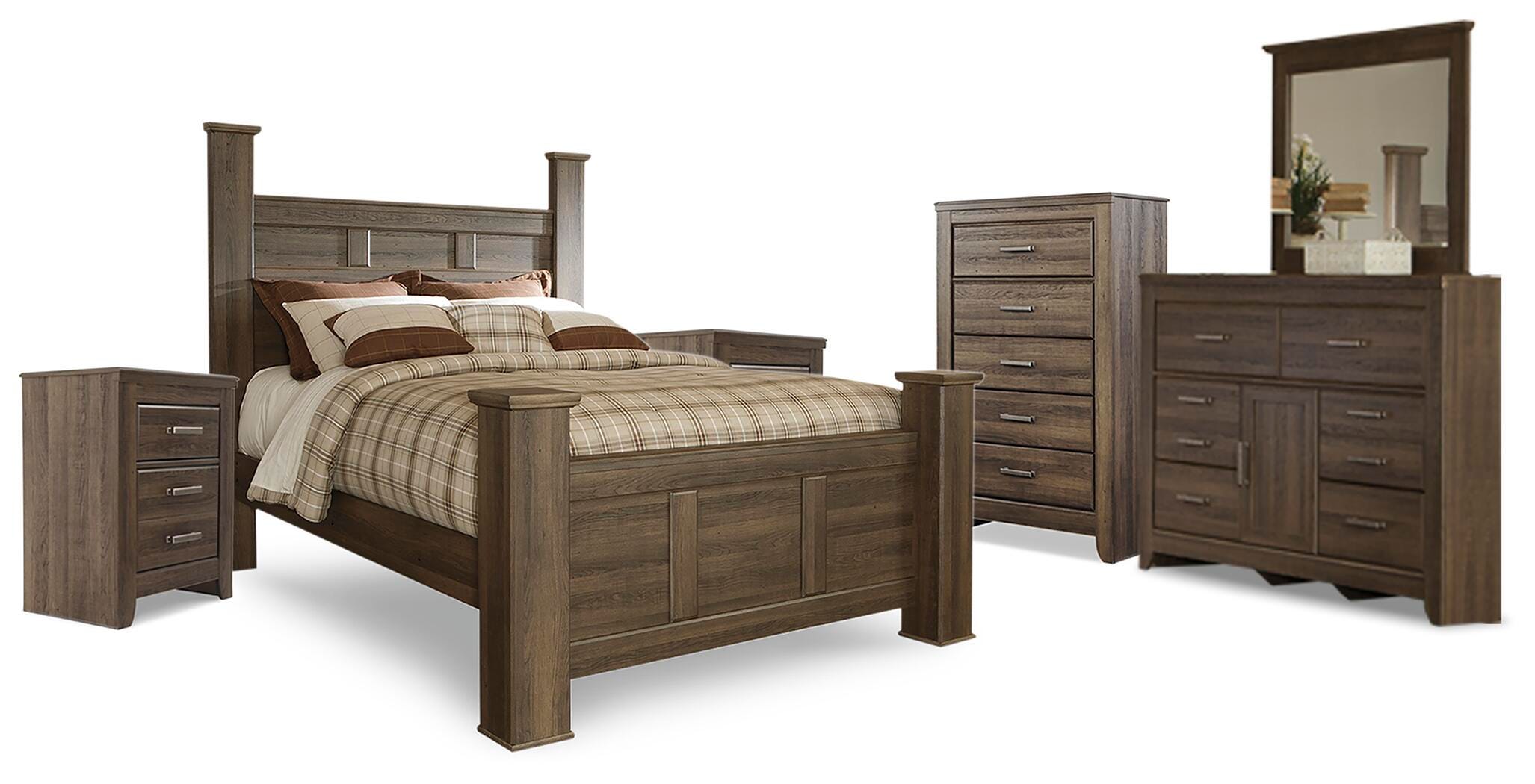 Cama con dosel Juararo Queen, tocador, espejo, cómoda y 2 mesitas de noche - image 1