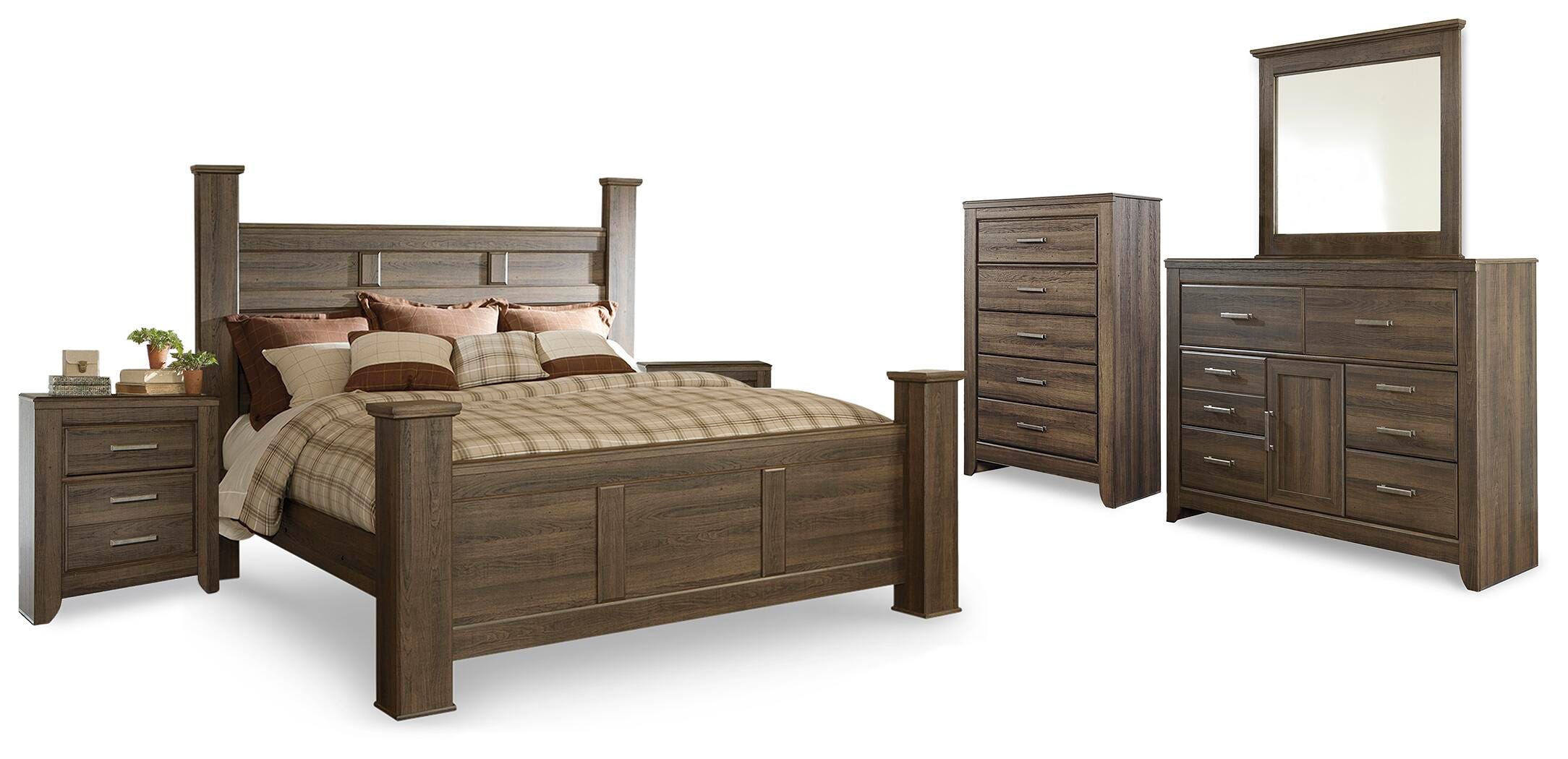 Cama tamaño King, tocador, espejo, cómoda y 2 mesitas de noche Juararo - image 1