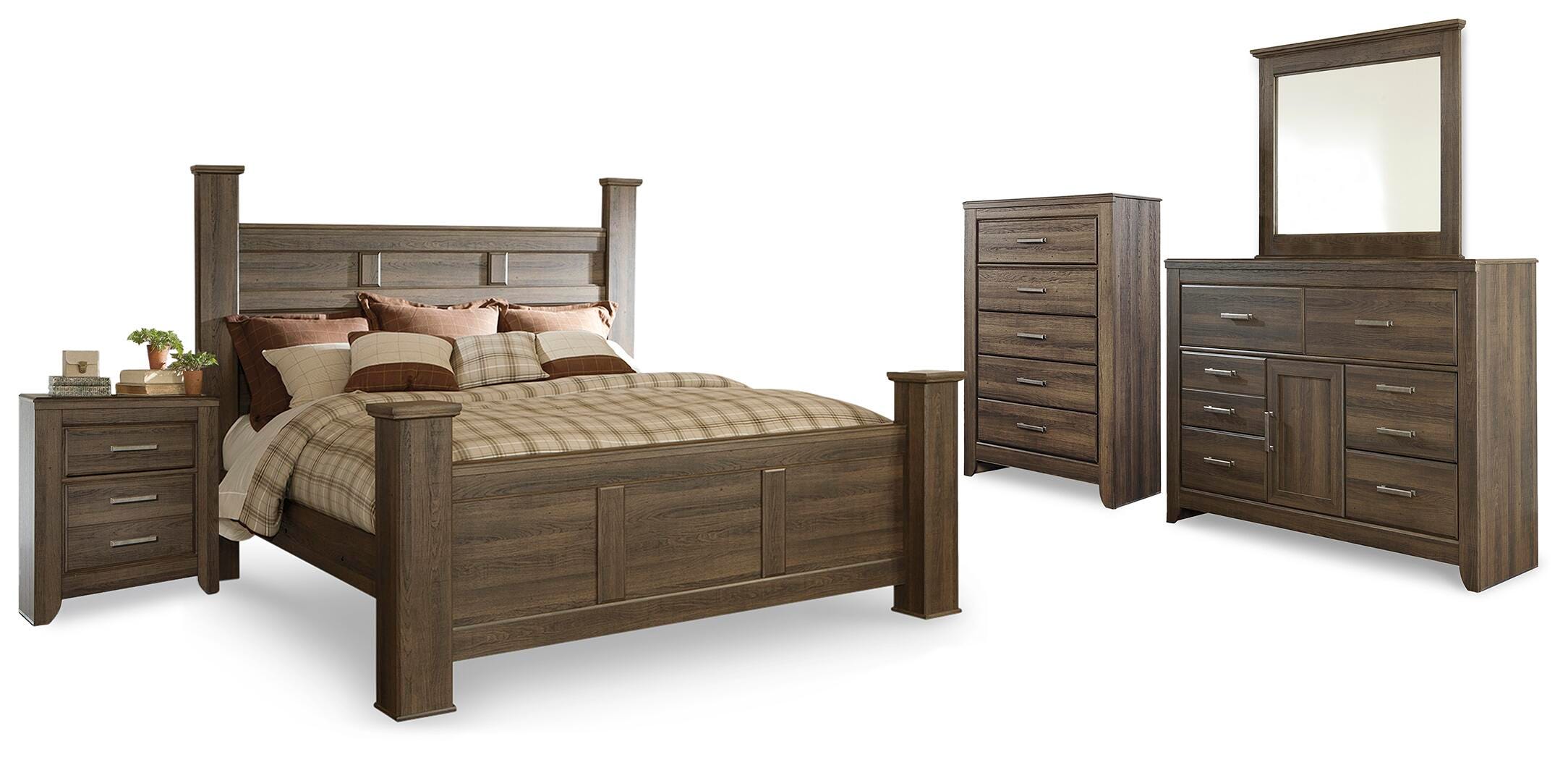 Cama tamaño King Juararo con dosel, cómoda, espejo, arcón y mesita de noche - image 2