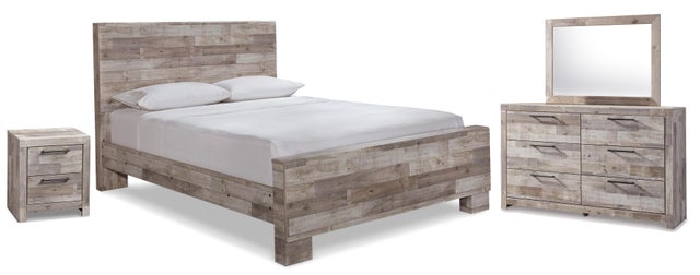 Effie Queen Panel Bed with Mirrored Dresser and Nightstand