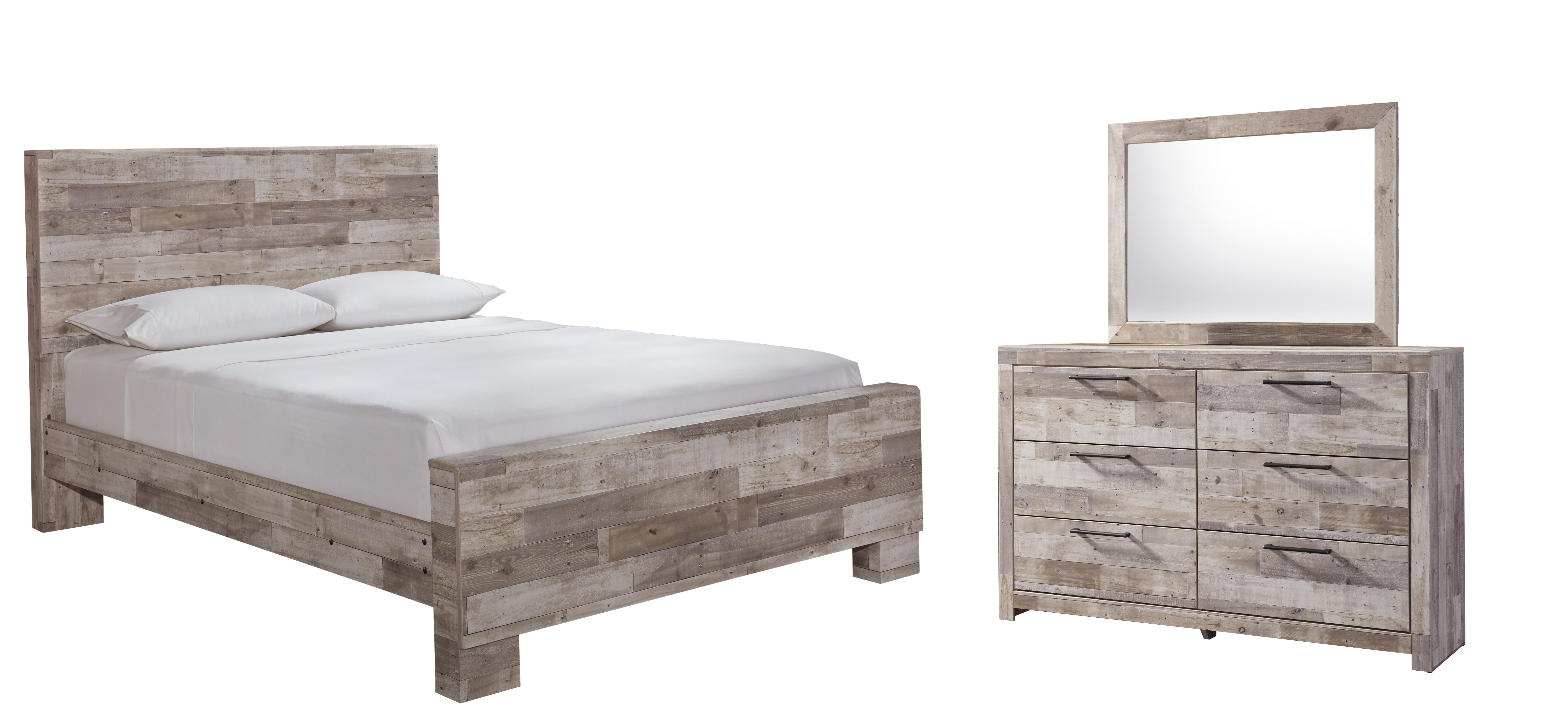 Effie Queen Panel Bed with Mirrored Dresser, , large