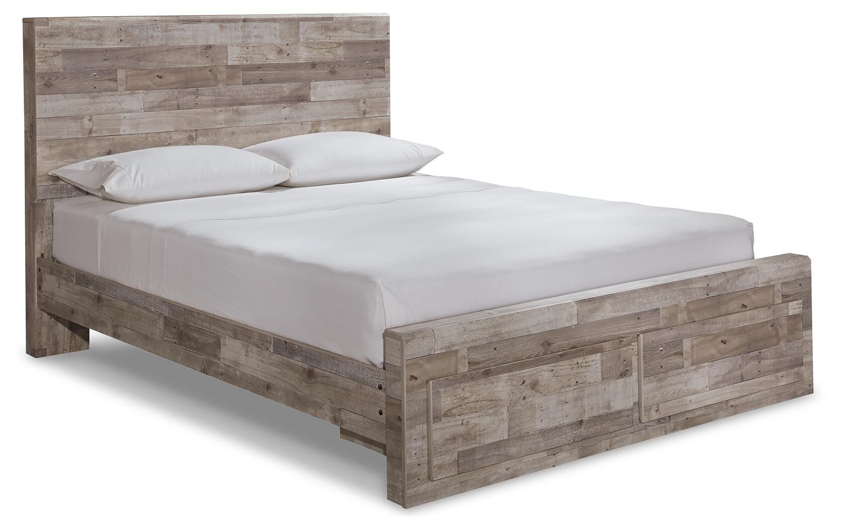 Effie Queen Panel Bed with 2 Storage Drawers, Whitewash, large
