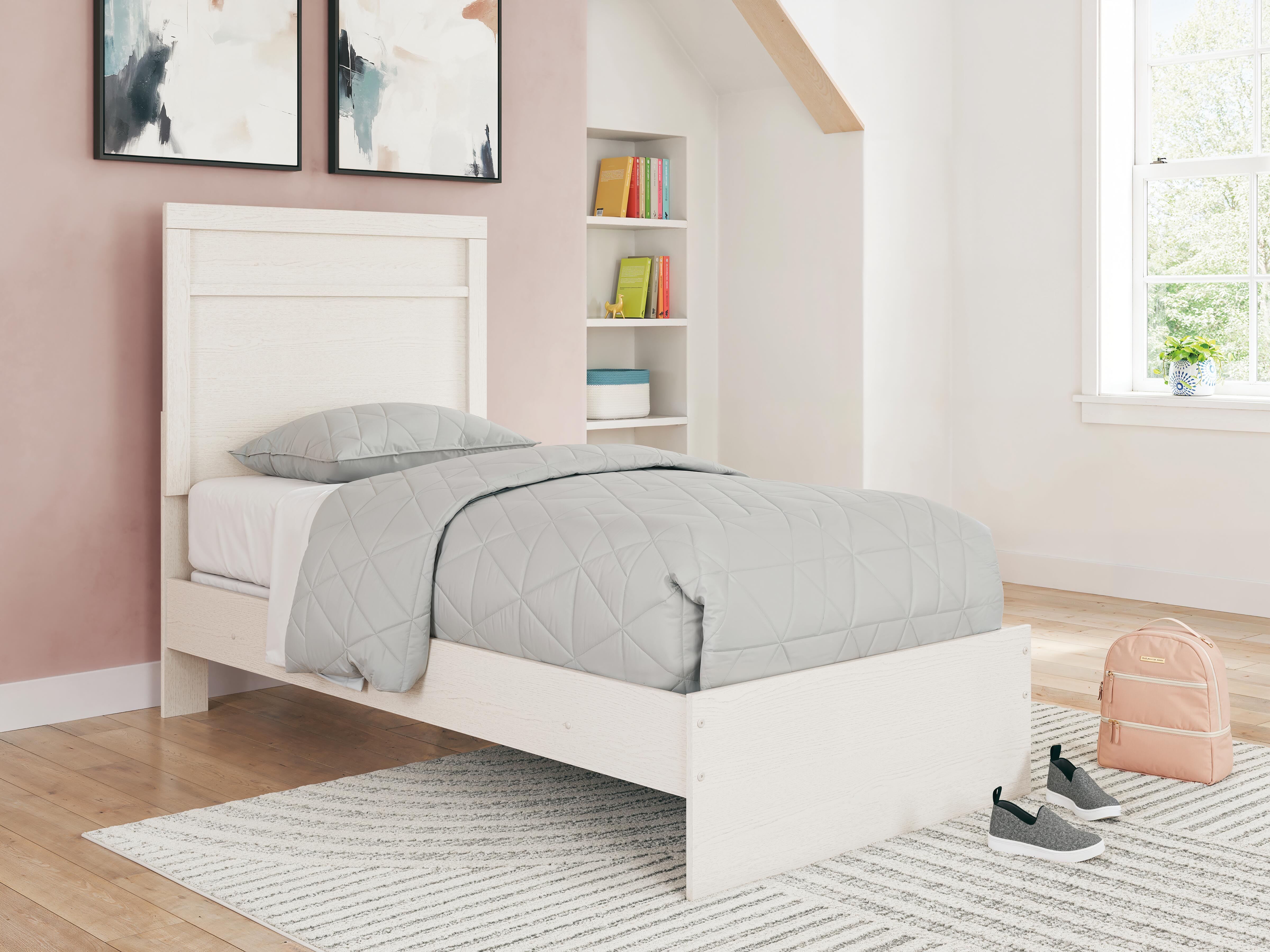 Stelsie Twin Panel Bed, White, rollover