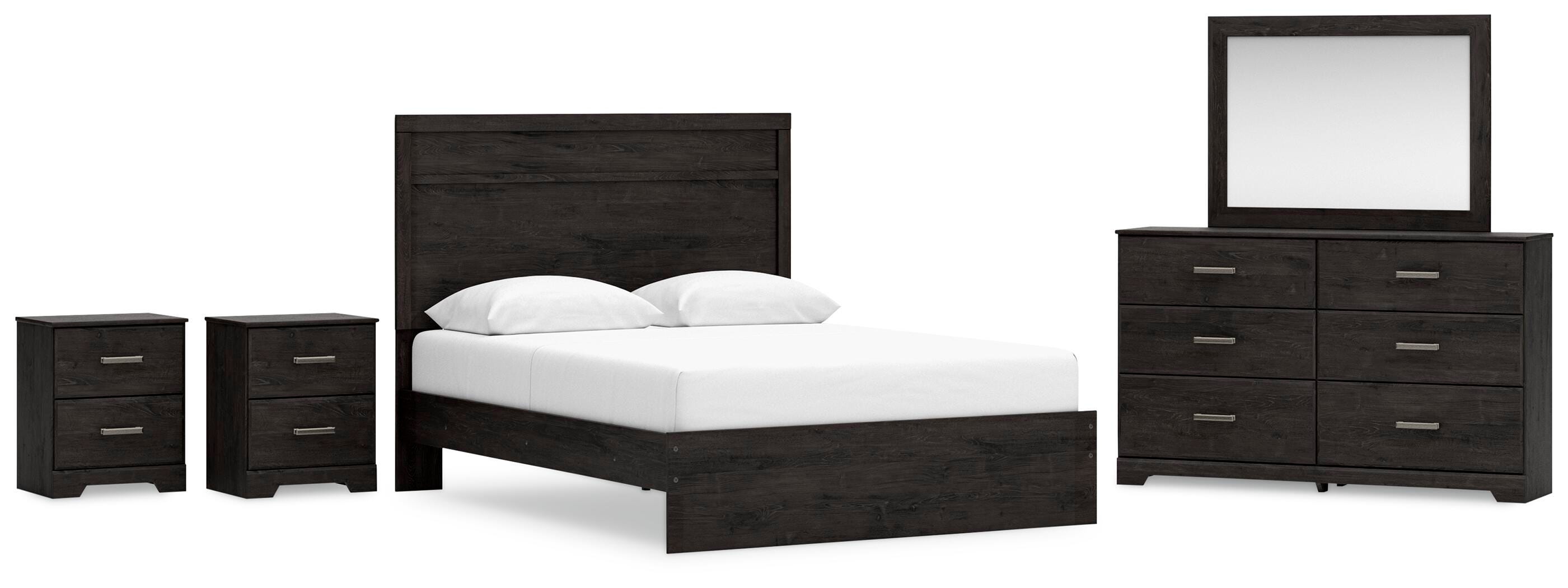 Cama Queen Belachime con panel, cómoda, espejo y 2 mesitas de noche - image 1