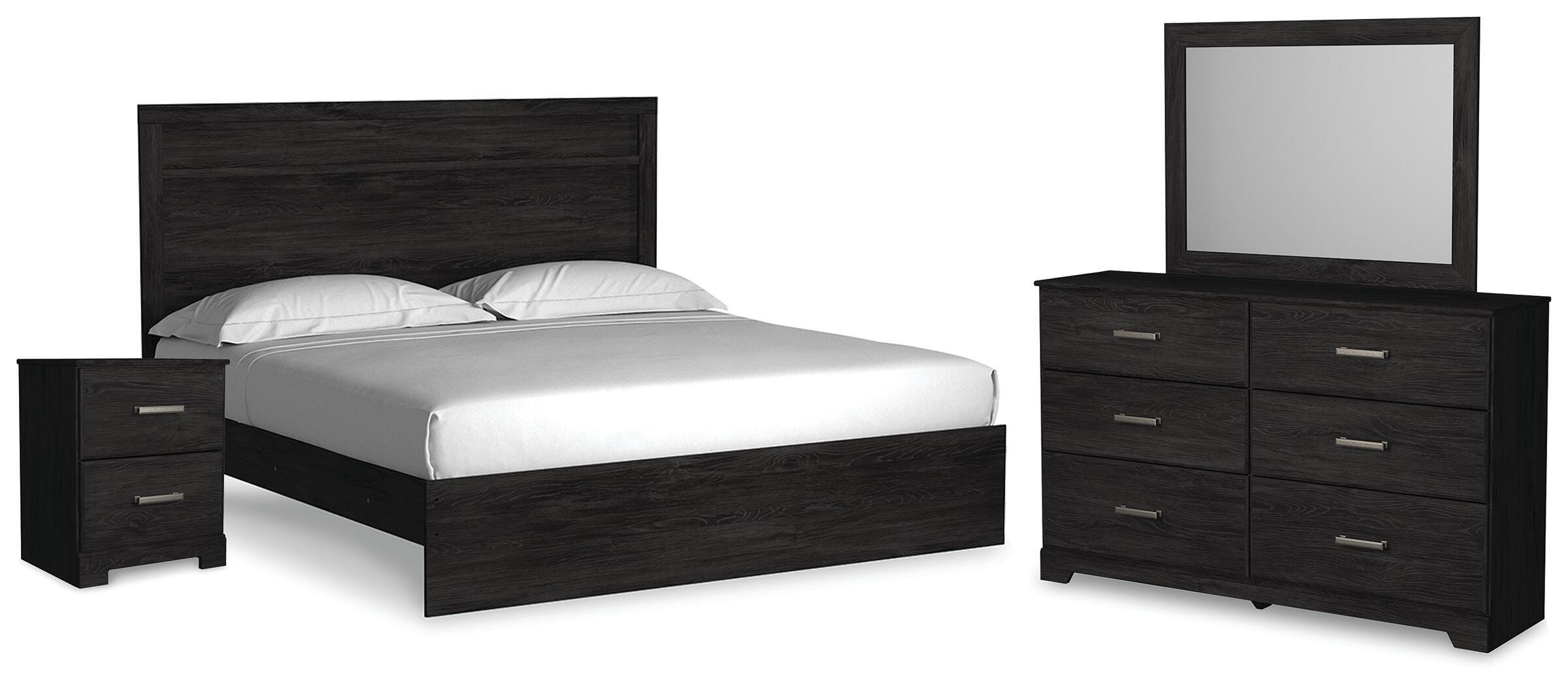 Cama King Belachime con panel, tocador, espejo y mesita de noche - image 1