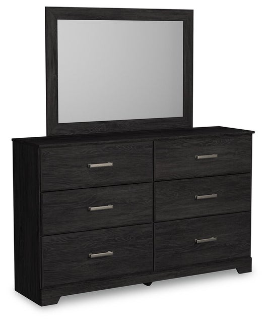 Belachime 6 Drawer Dresser and Mirror, Charcoal